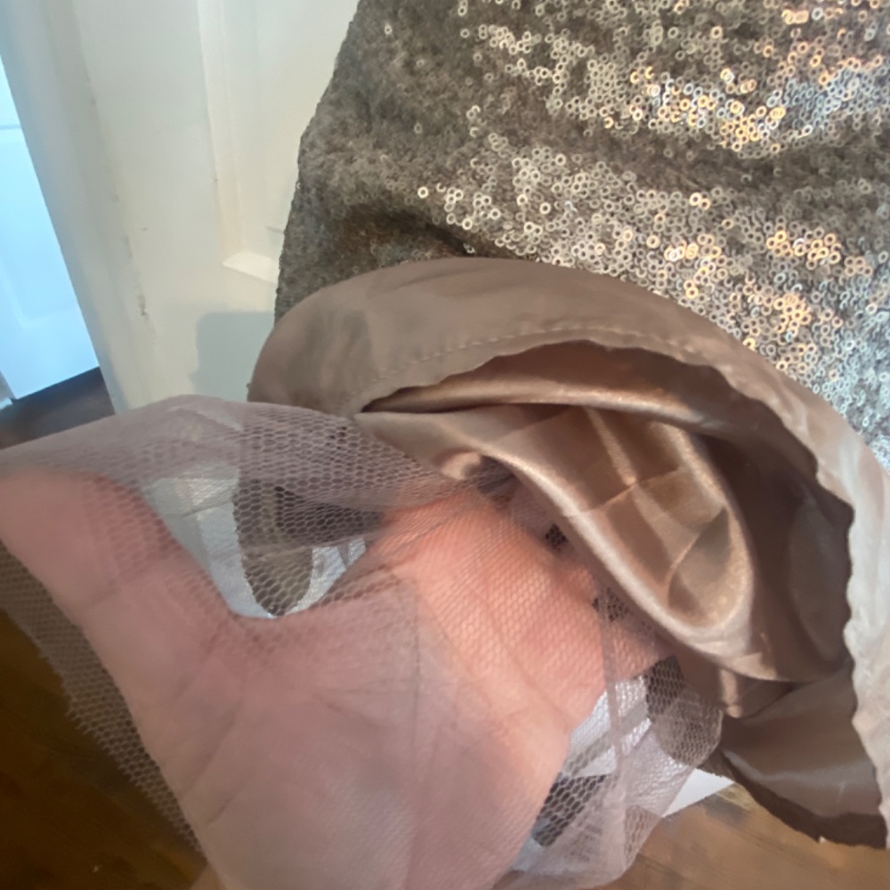 Gold Sequin Chris Cross Back Short Formal - image 3